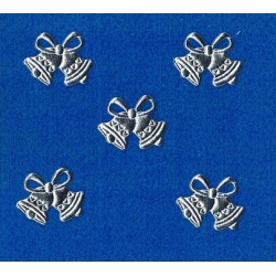 Dzwoneczki 3x2,5cm ( kmpl: 5szt ) aplikacja satynowa ,dzwoneczki SREBRNE / dzwonek